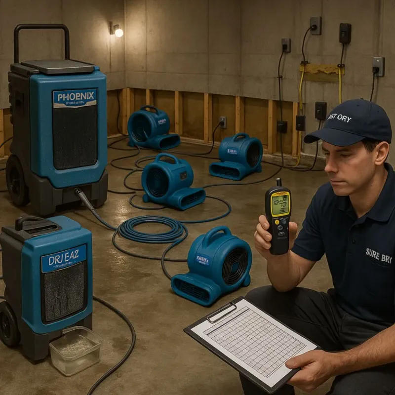 Structural Drying and Dehumidification process in New Richland, MN